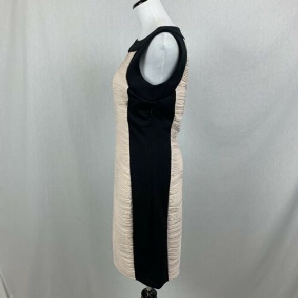 Calvin Klein black cream sheath dress textured wedding guest stretch siz… - Picture 4 of 6